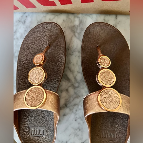 Fitflop Halo Toe Thong Sandals Rose Gold Size 7 - Picture 2 of 6